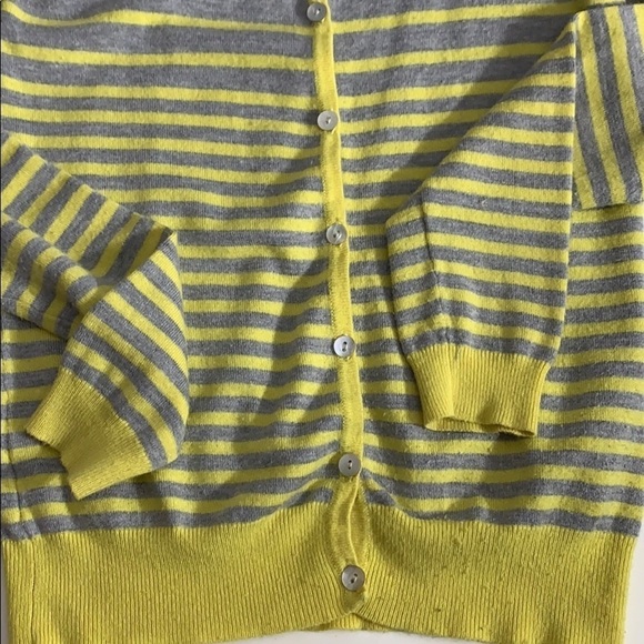 Forever 21 yellow and grey striped cardigan sweater small - Picture 5 of 8